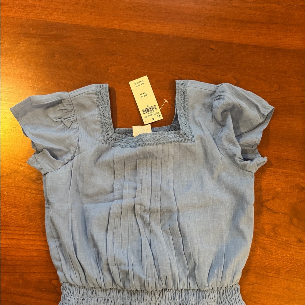Abercrombie & Fitch Lace Trim Blue Top